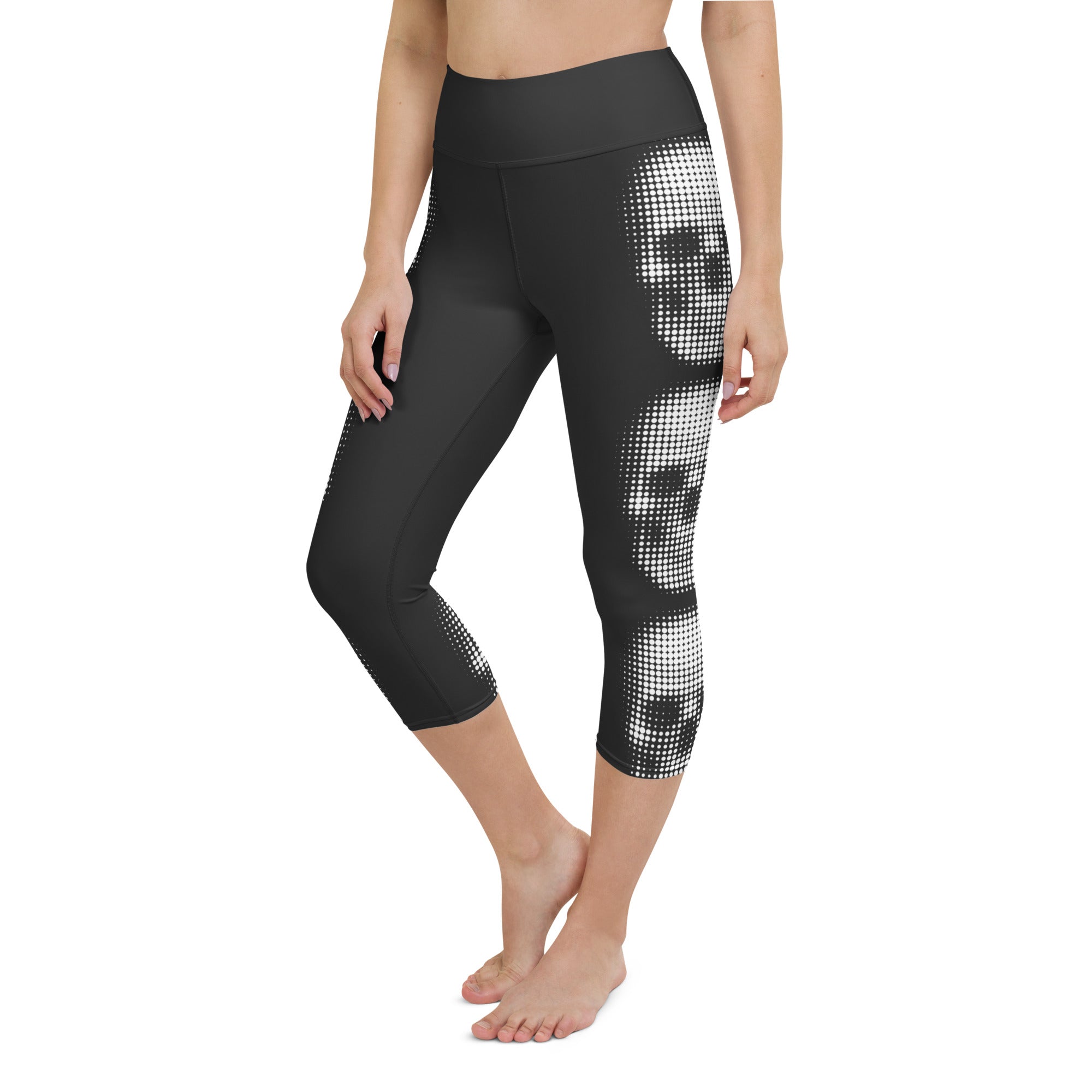 Charcoal Halftone Skull Yoga Capris