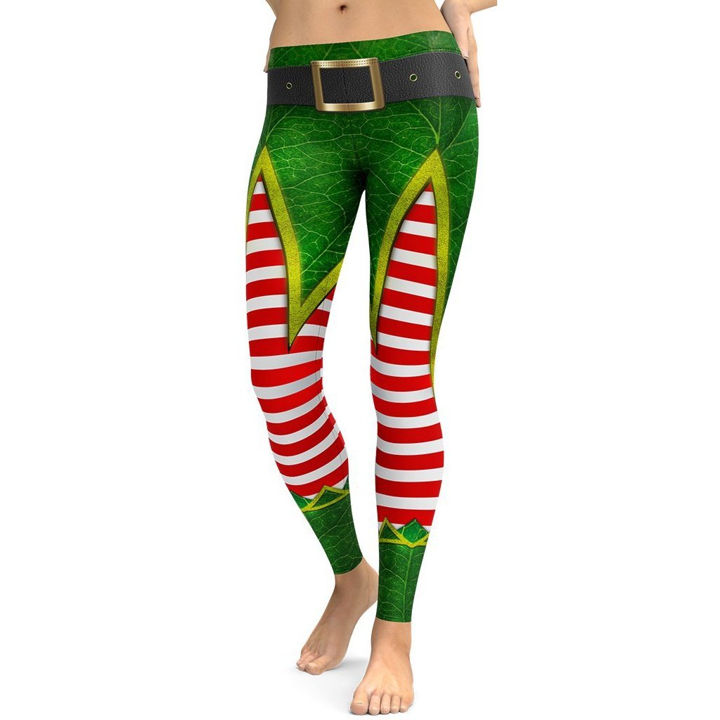 Christmas Workout Leggings Tree Lights Stripes Yoga Women Gift Cosplay  Snowflakes Festive Running Fitness Outfit Pants Bulbs Elf Activewear 