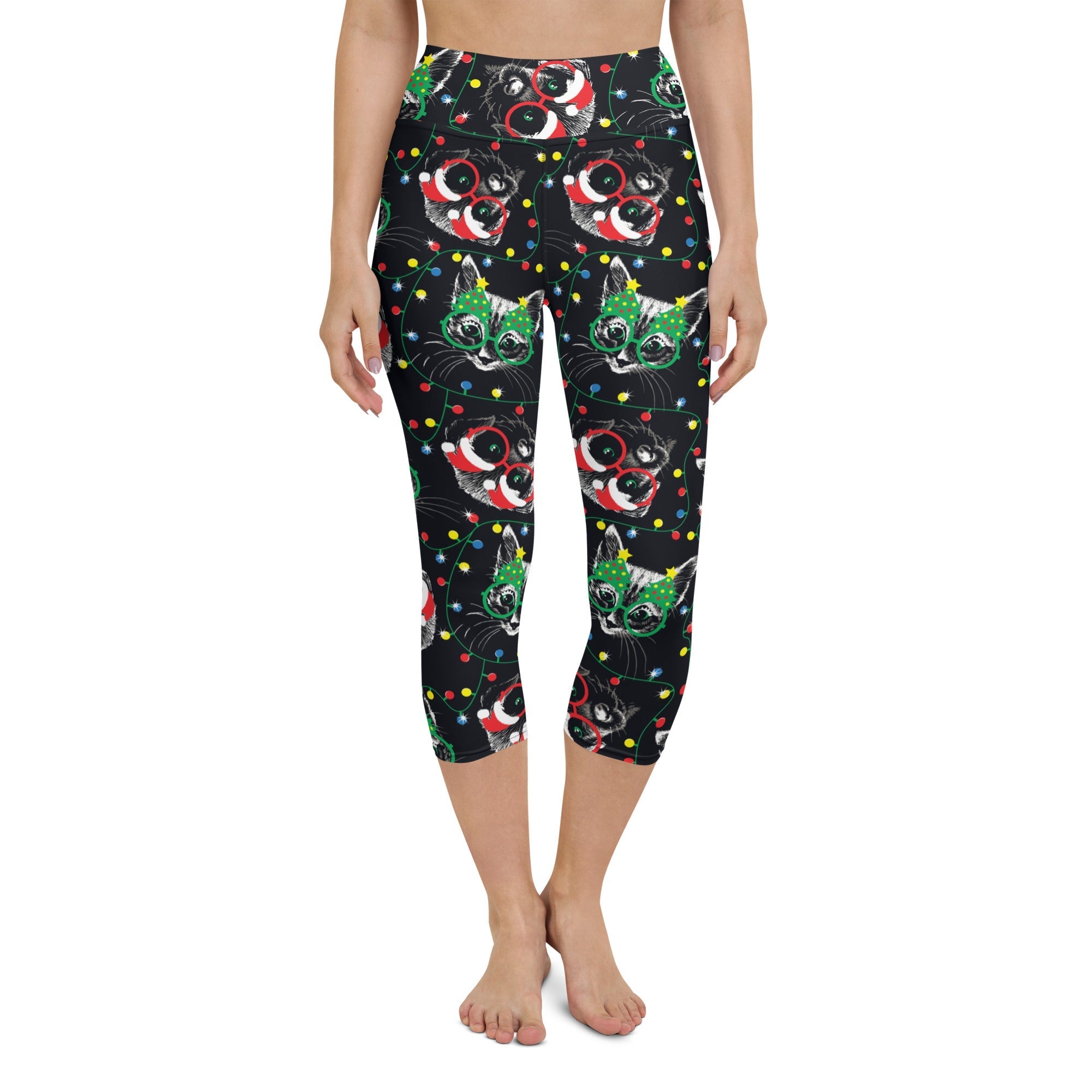 Christmas Lights & Cats Yoga Capris