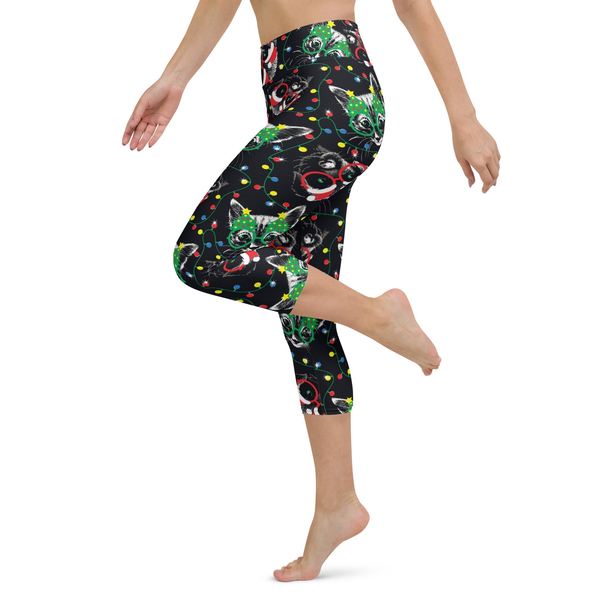 Christmas Lights & Cats Yoga Capris