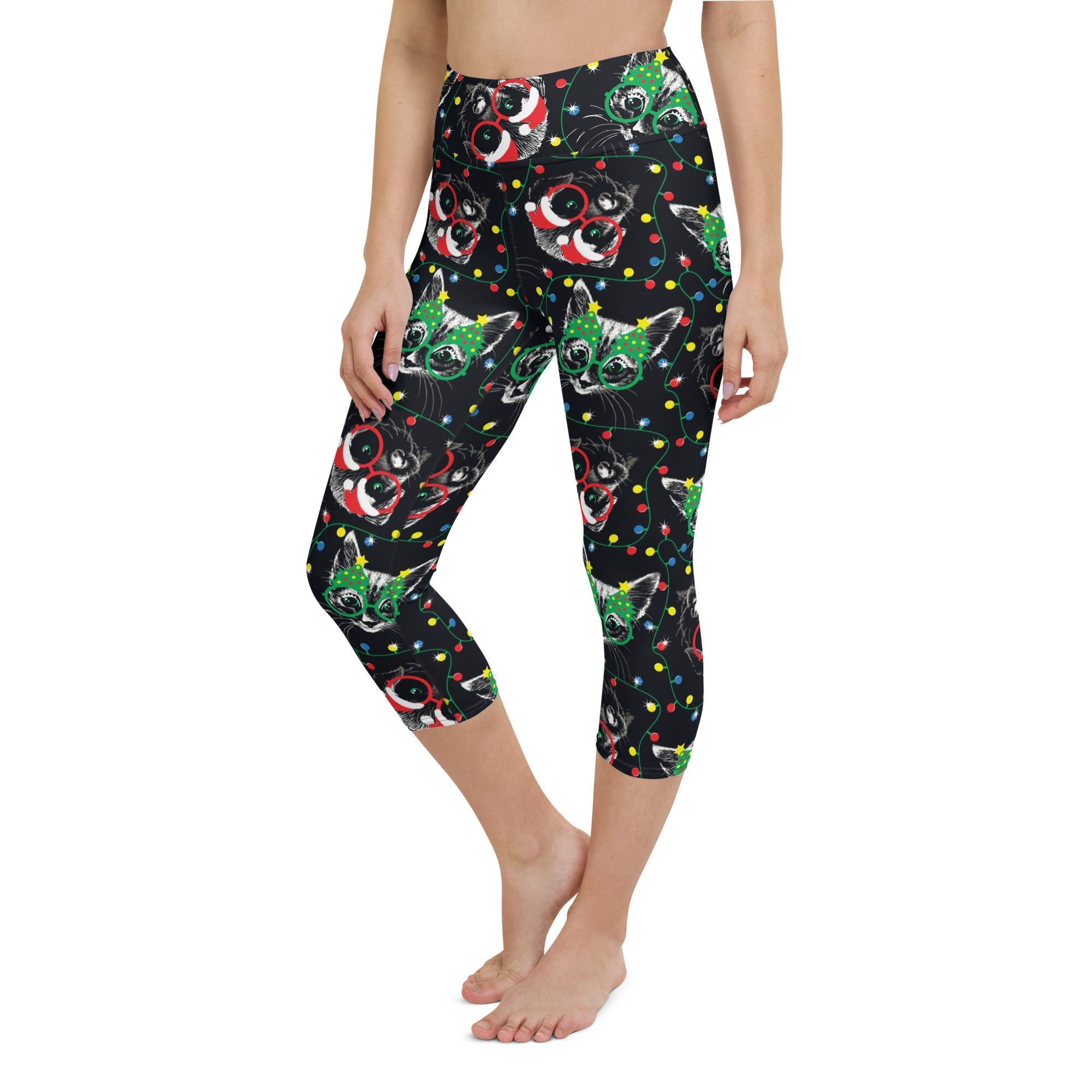 Christmas Lights & Cats Yoga Capris