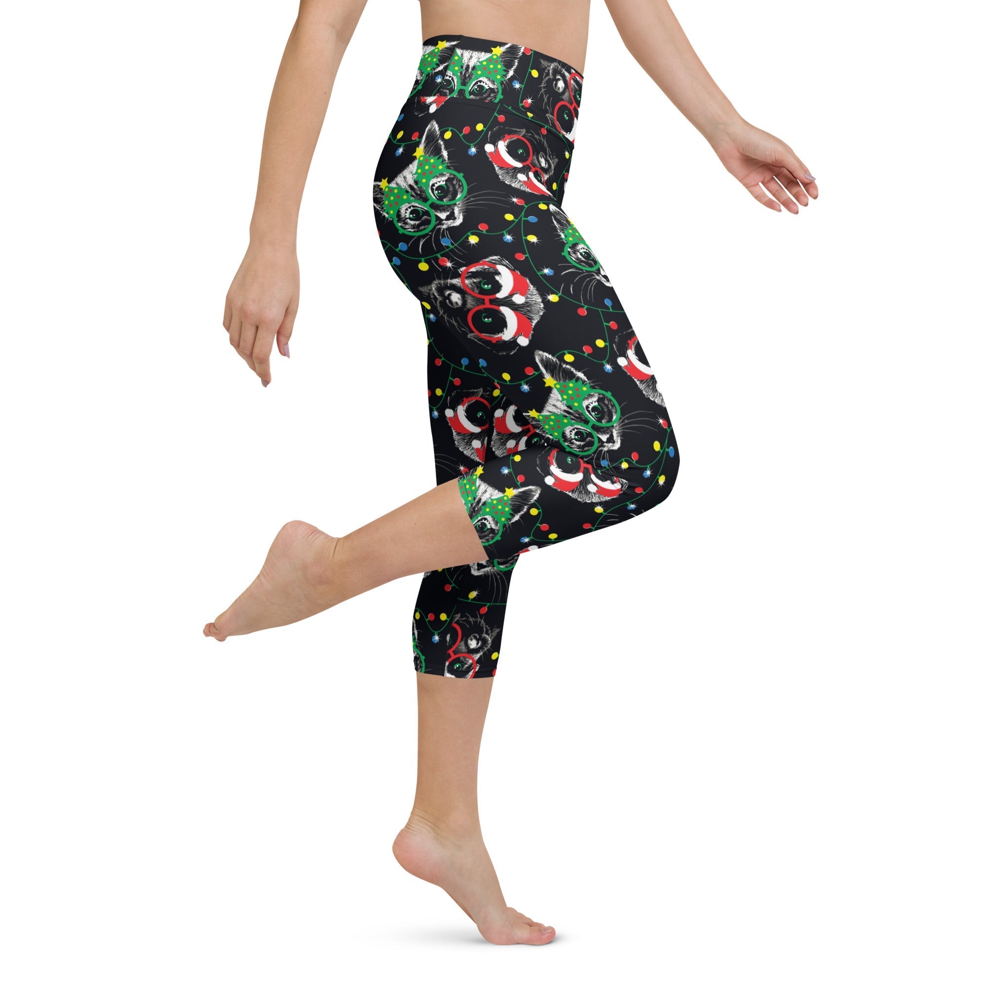 Christmas Lights & Cats Yoga Capris