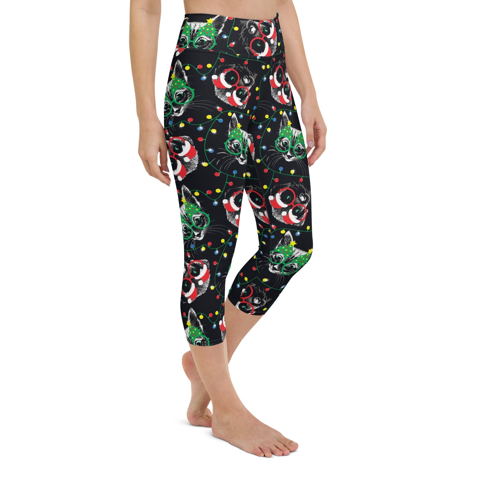 Christmas Lights & Cats Yoga Capris