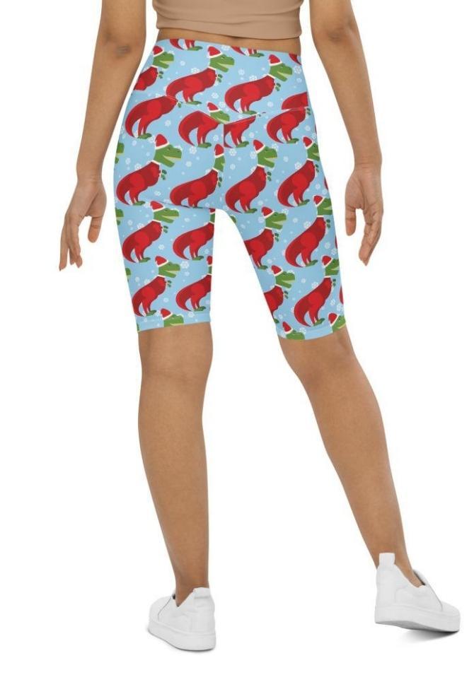 Christmassy Dinosaurs Biker Shorts