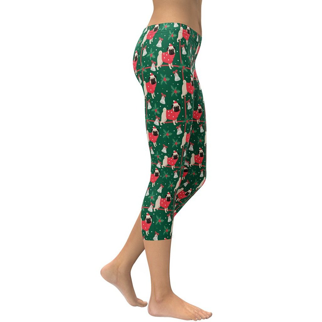 Christmassy Pugs Capris