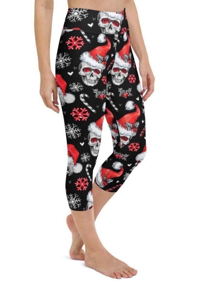 Christmassy Skulls Yoga Capris