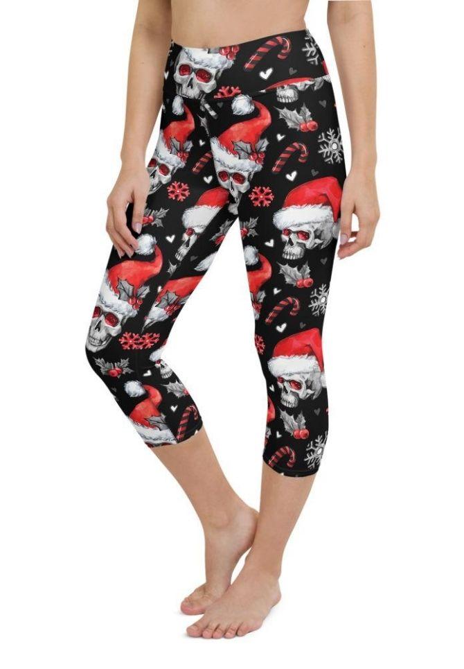 Christmassy Skulls Yoga Capris