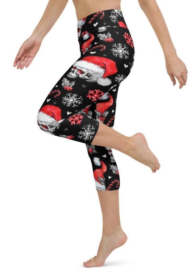 Christmassy Skulls Yoga Capris
