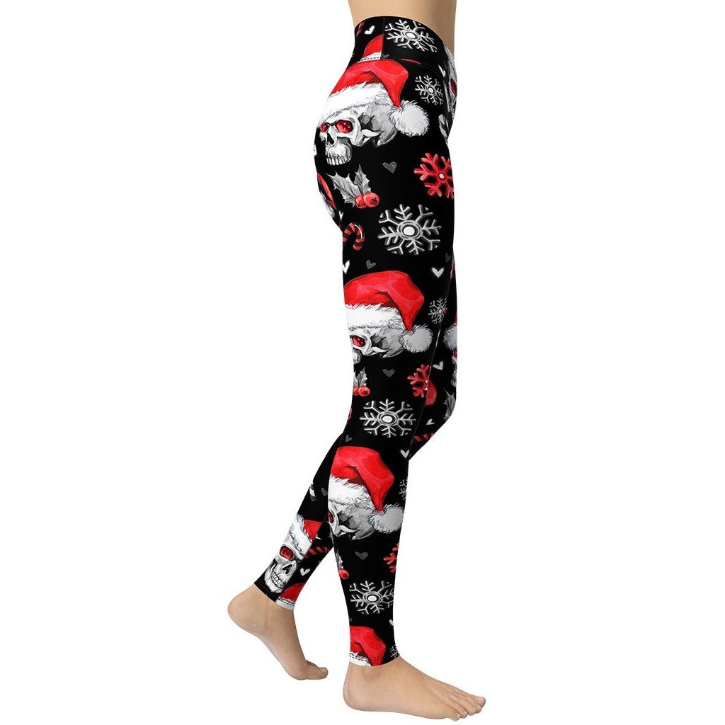 Christmassy Skulls Yoga Leggings - FiercePulse - Premium Workout Leggings - Yoga Pants