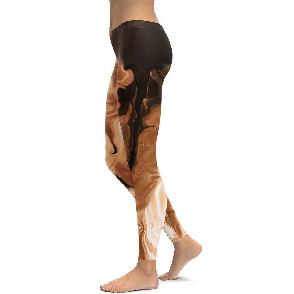 Fiercepulse Womens Leggings Yoga Pants Tapered Leg Coffee Theme