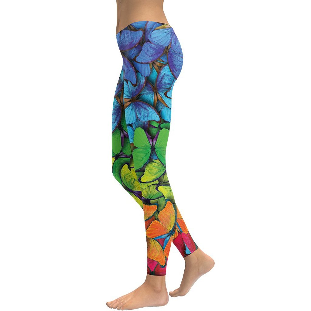 Bold and Colorful Butterflies Printed Leggings