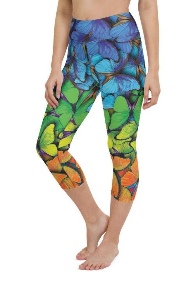 Colorful Butterflies Yoga Capris