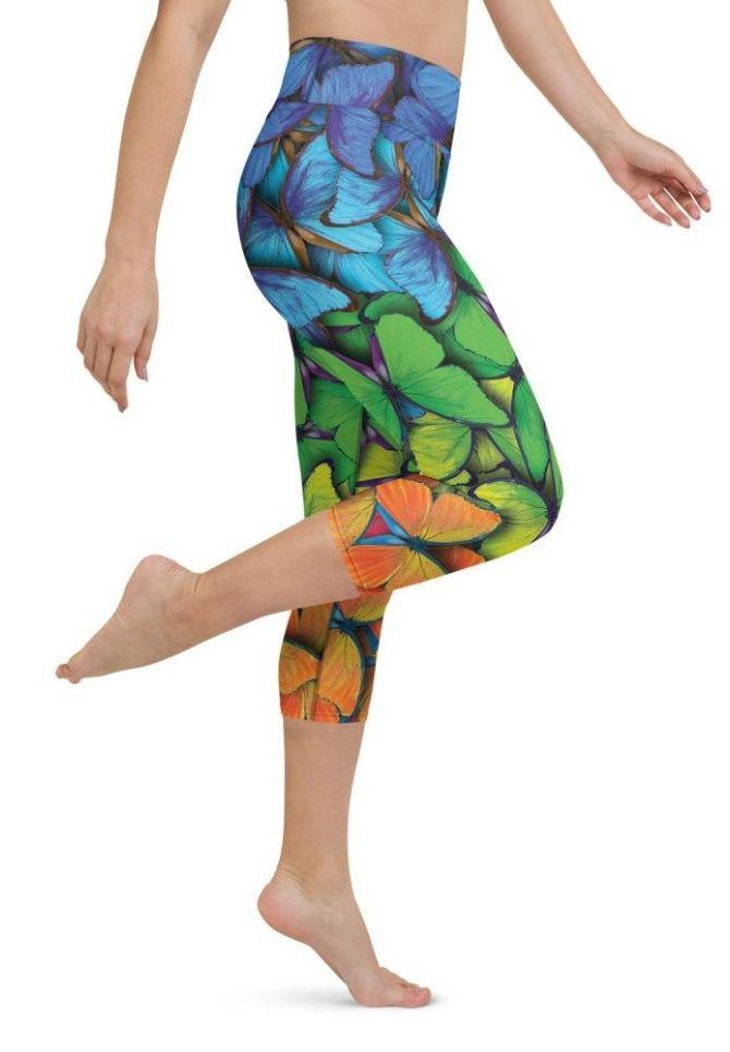 Colorful Butterflies Yoga Capris