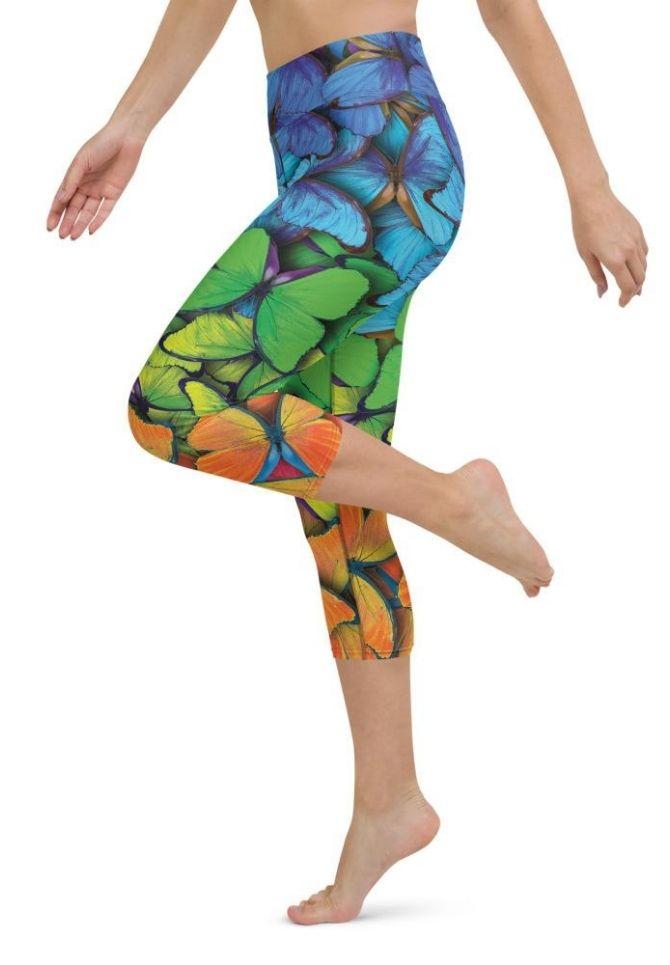 Colorful Butterflies Yoga Capris