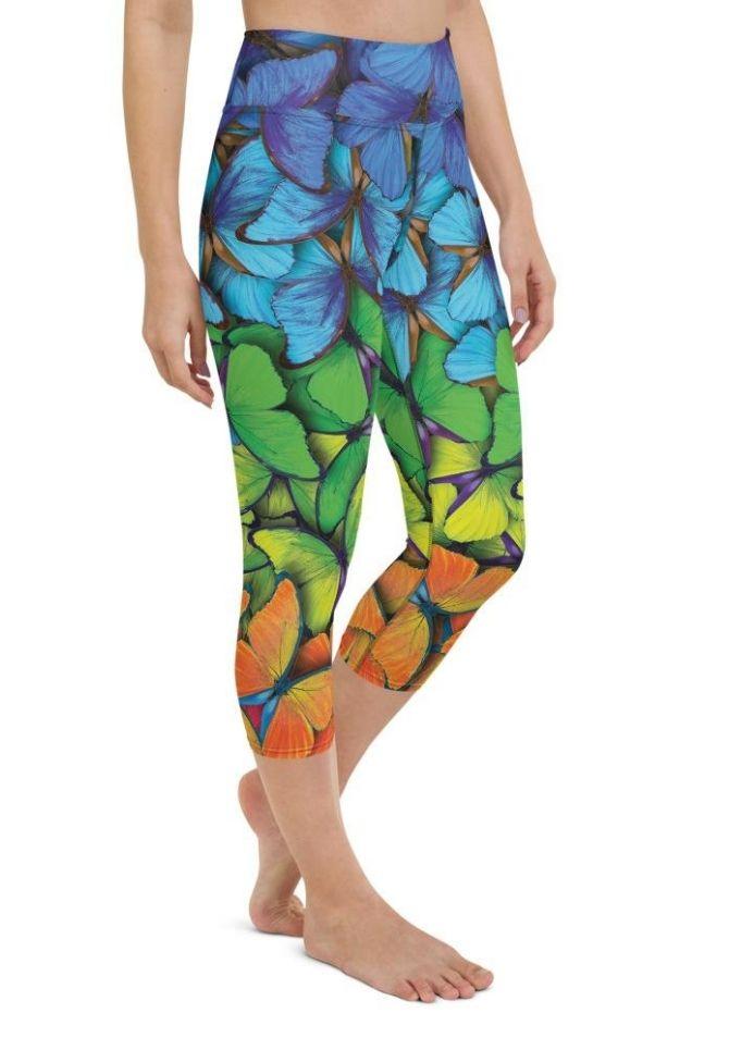 Colorful Butterflies Yoga Capris