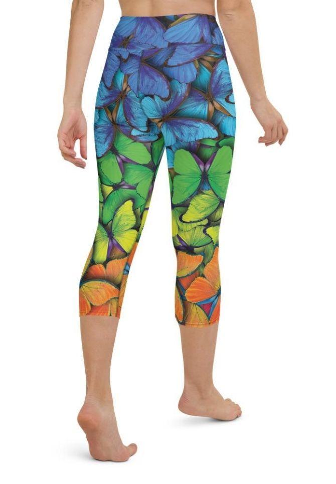 Colorful Butterflies Yoga Capris