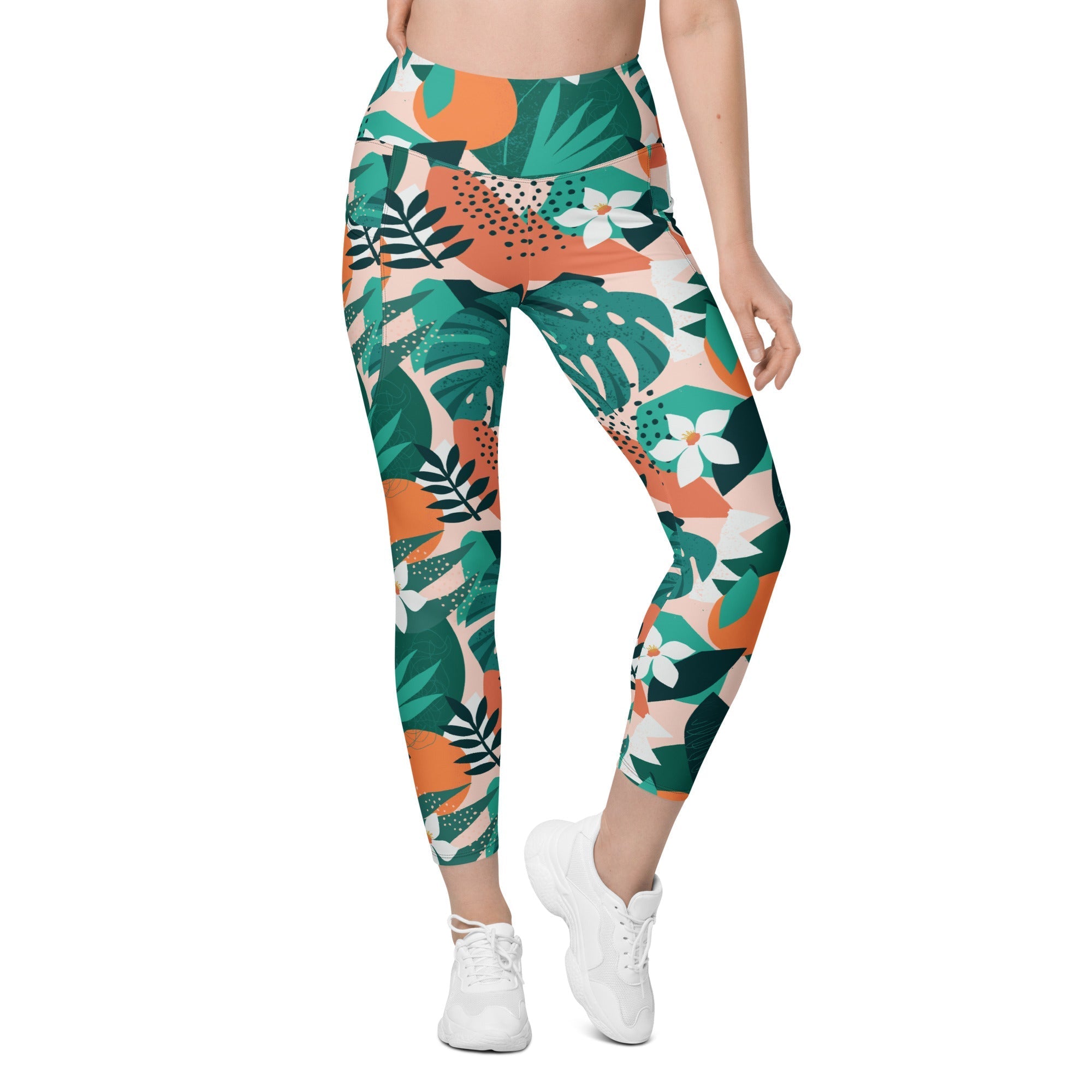 Flamingo Recycled Leggings With Pockets All-over Tropical Pink Flamingo  Pattern Print Leggings Sizes 2XS 6XL 