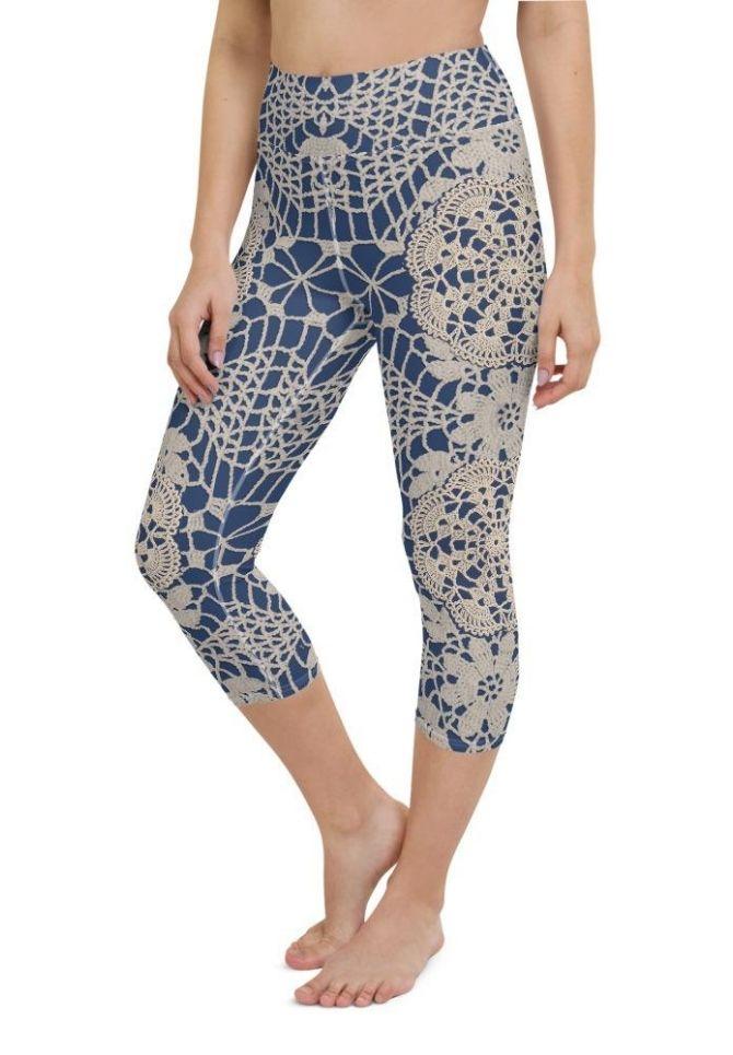 Crochet Print Yoga Capris