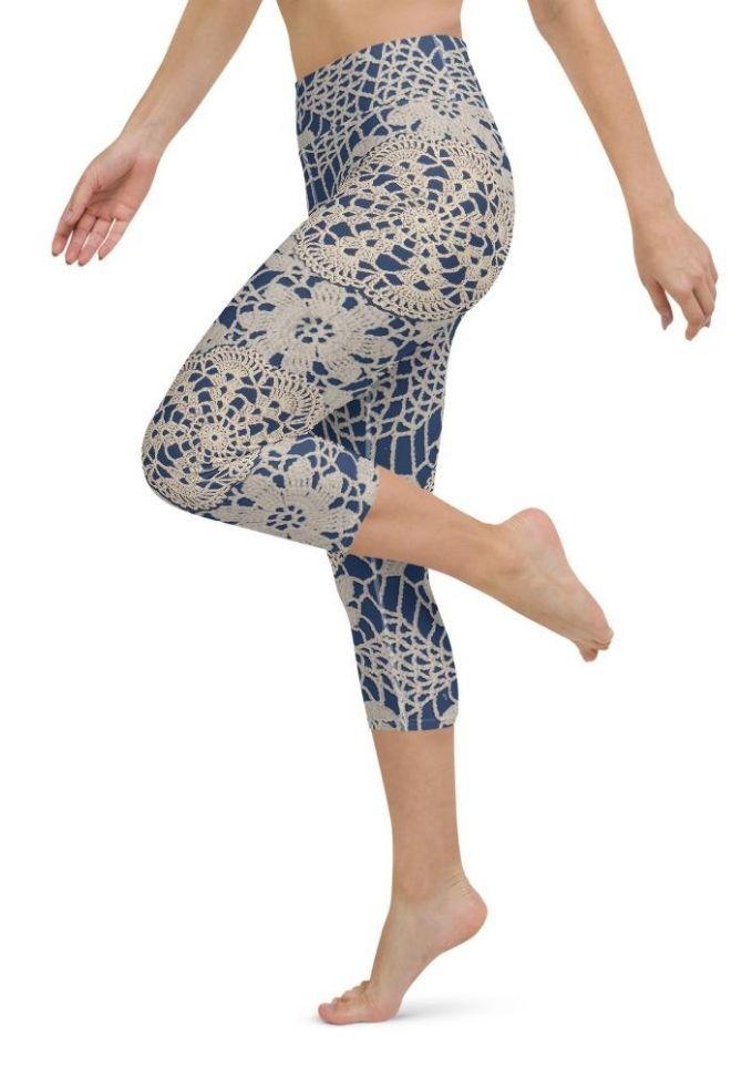 Crochet Print Yoga Capris