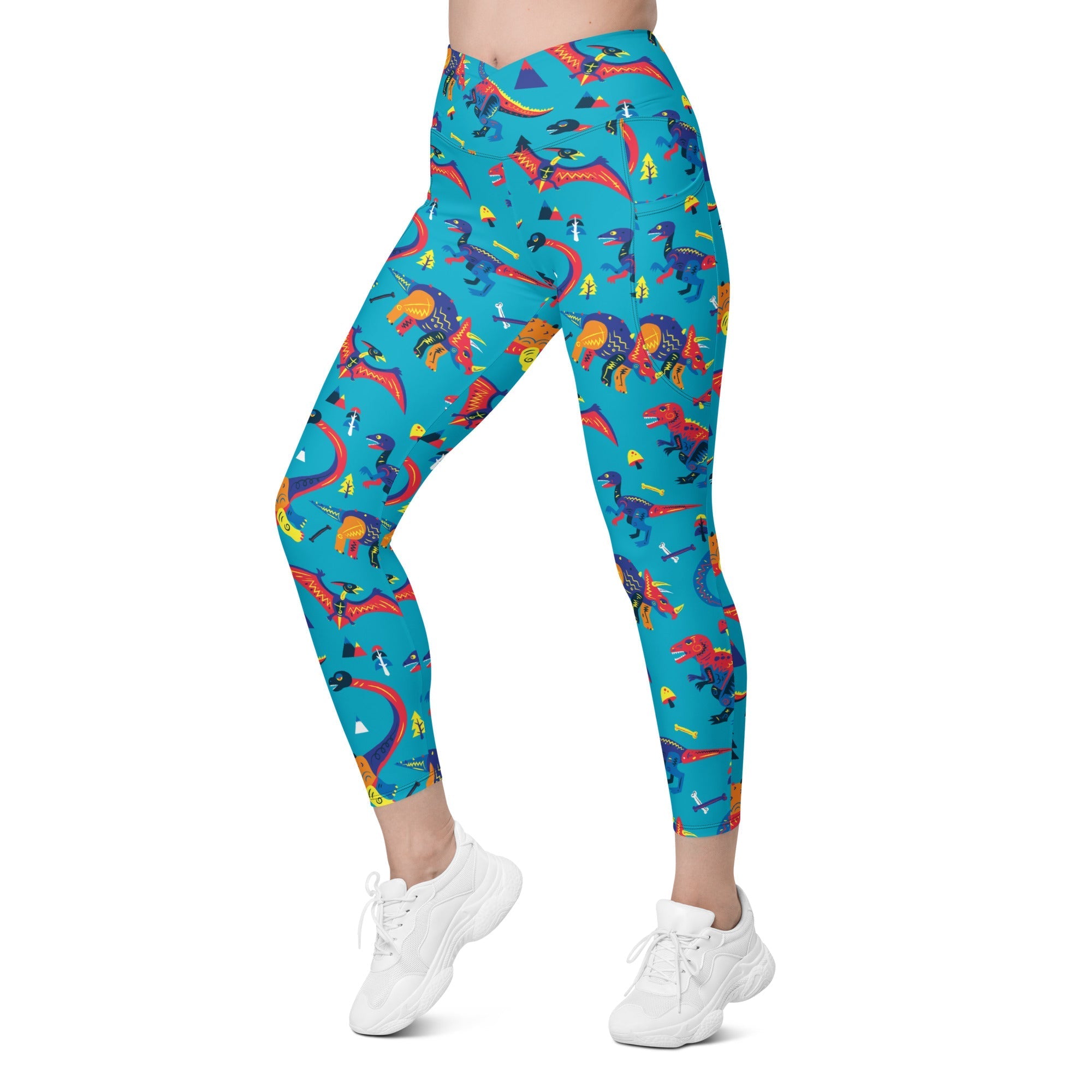 Cute Dinosaur Crossover Leggings With Pockets