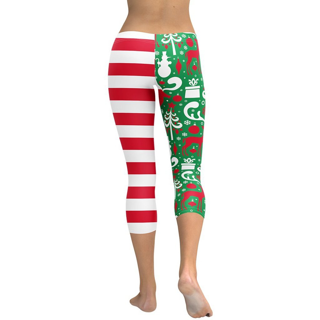 Cute Two Pattern Christmas Capris