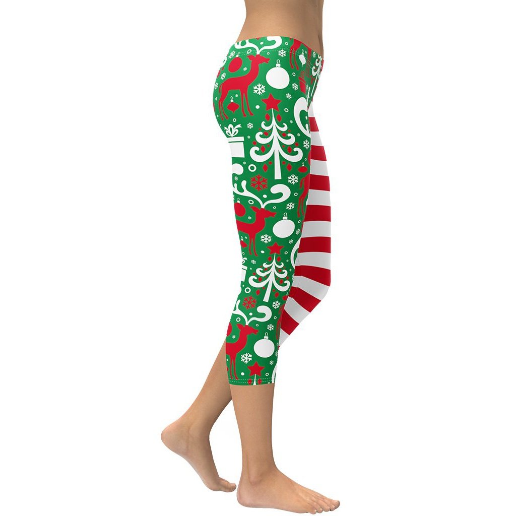Cute Two Pattern Christmas Capris
