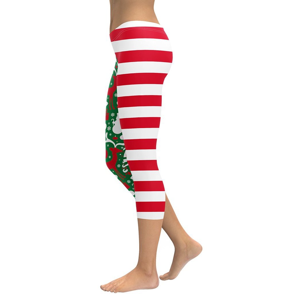 Cute Two Pattern Christmas Capris