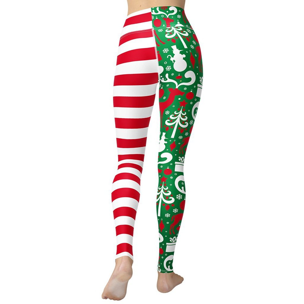 Cute Two Pattern Christmas Yoga Leggings