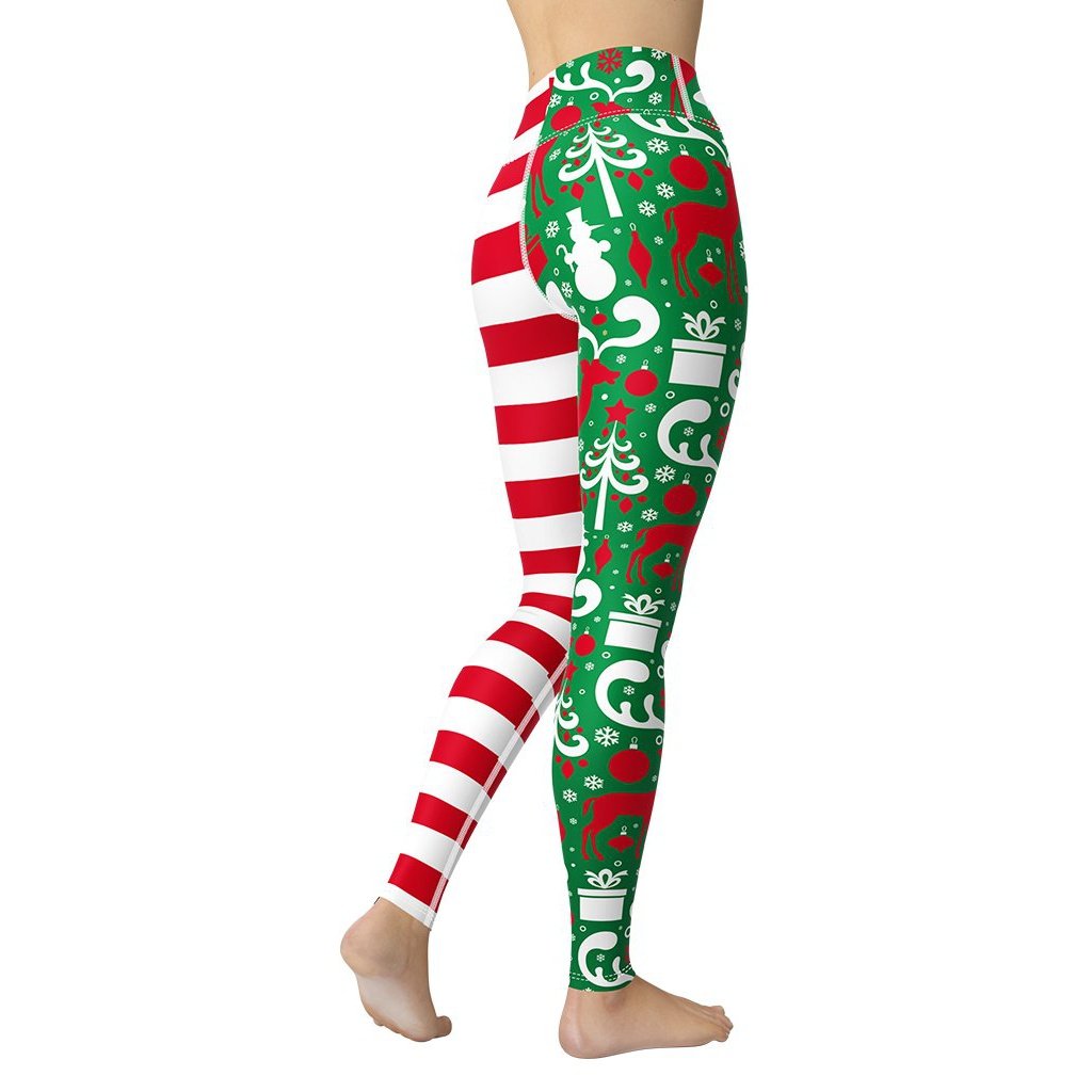 Cute Two Pattern Christmas Yoga Leggings