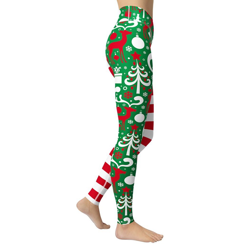 Cute Two Pattern Christmas Yoga Leggings