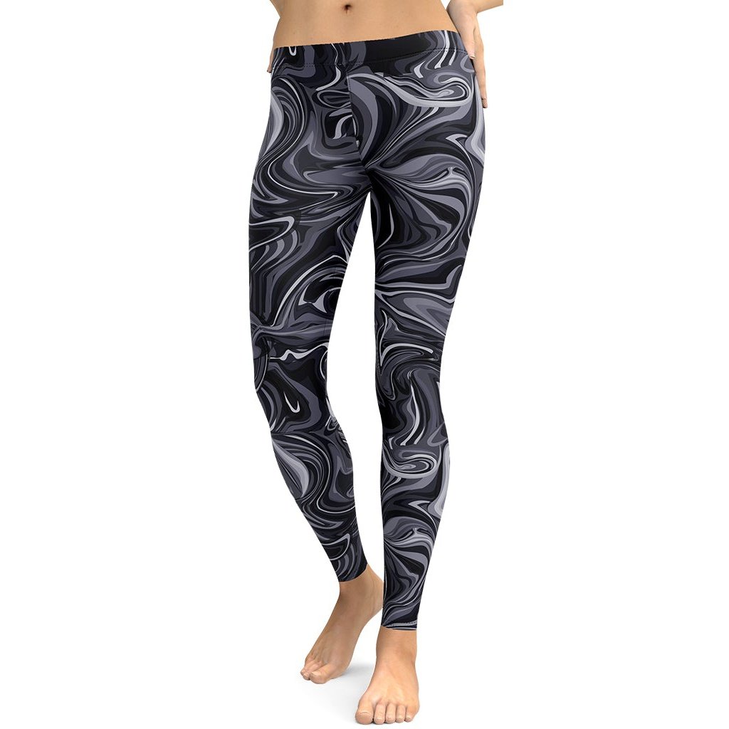 Dark Monochrome Marble Leggings