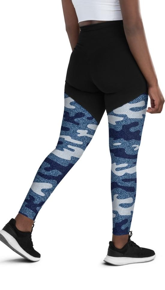 Denim Camo Print Compression Leggings