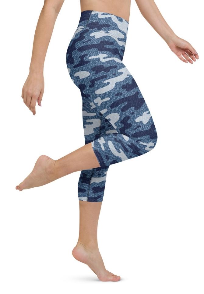 Denim Camo Print Yoga Capris