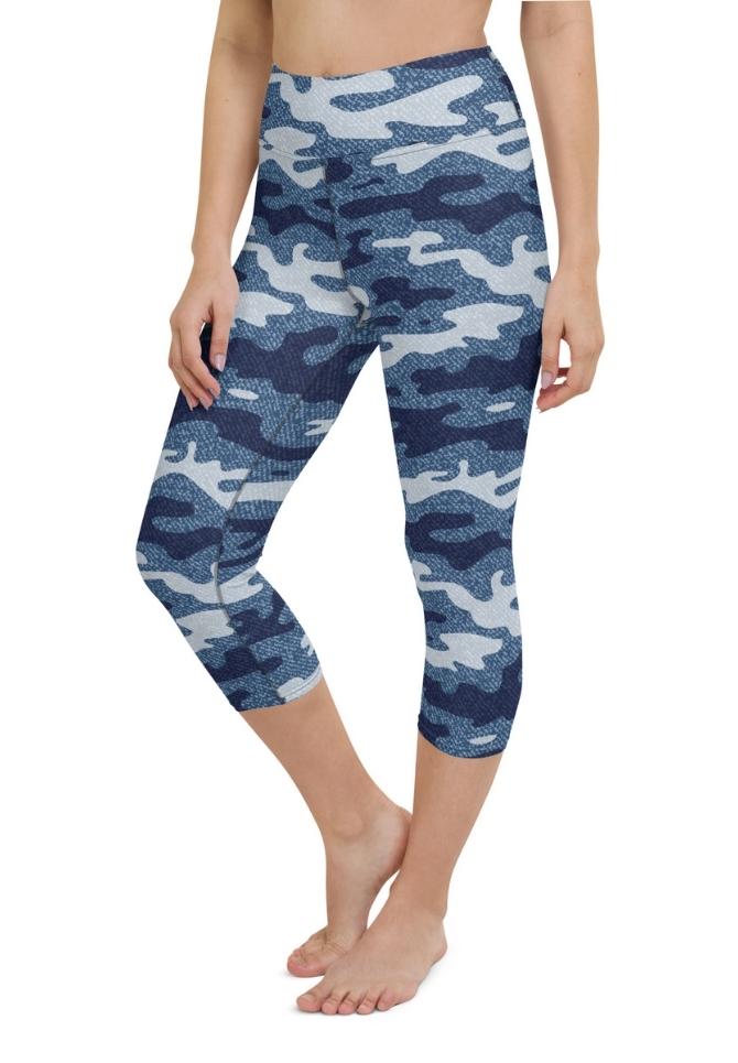 Denim Camo Print Yoga Capris