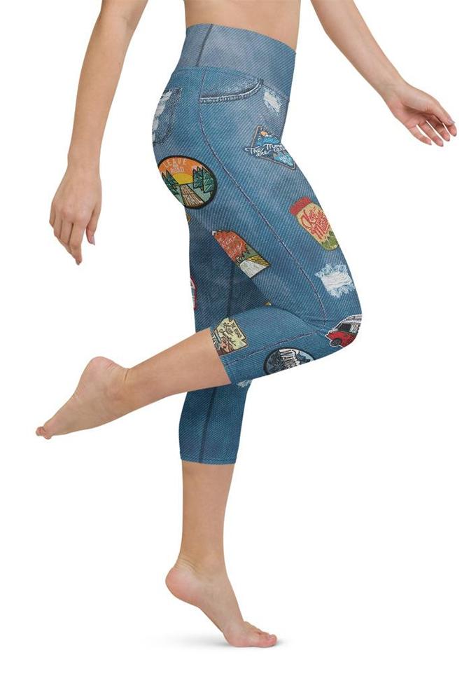 Denim Patch Yoga Capris