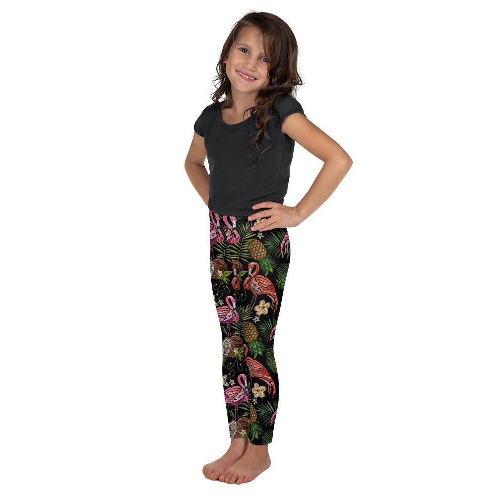 Embroidery Flamingo Kid's Leggings