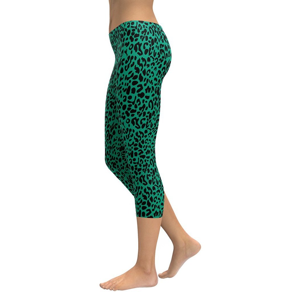 Emerald Green Leopard Capris