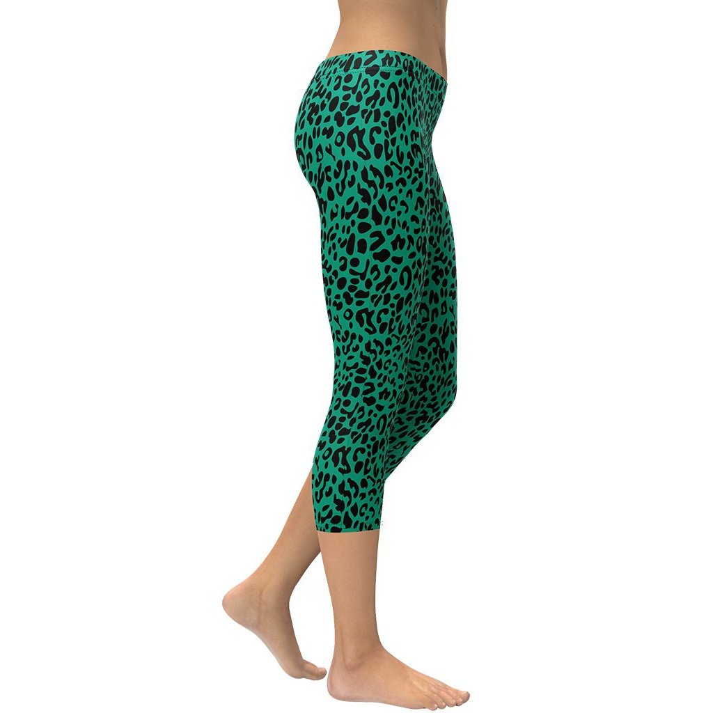 Emerald Green Leopard Capris