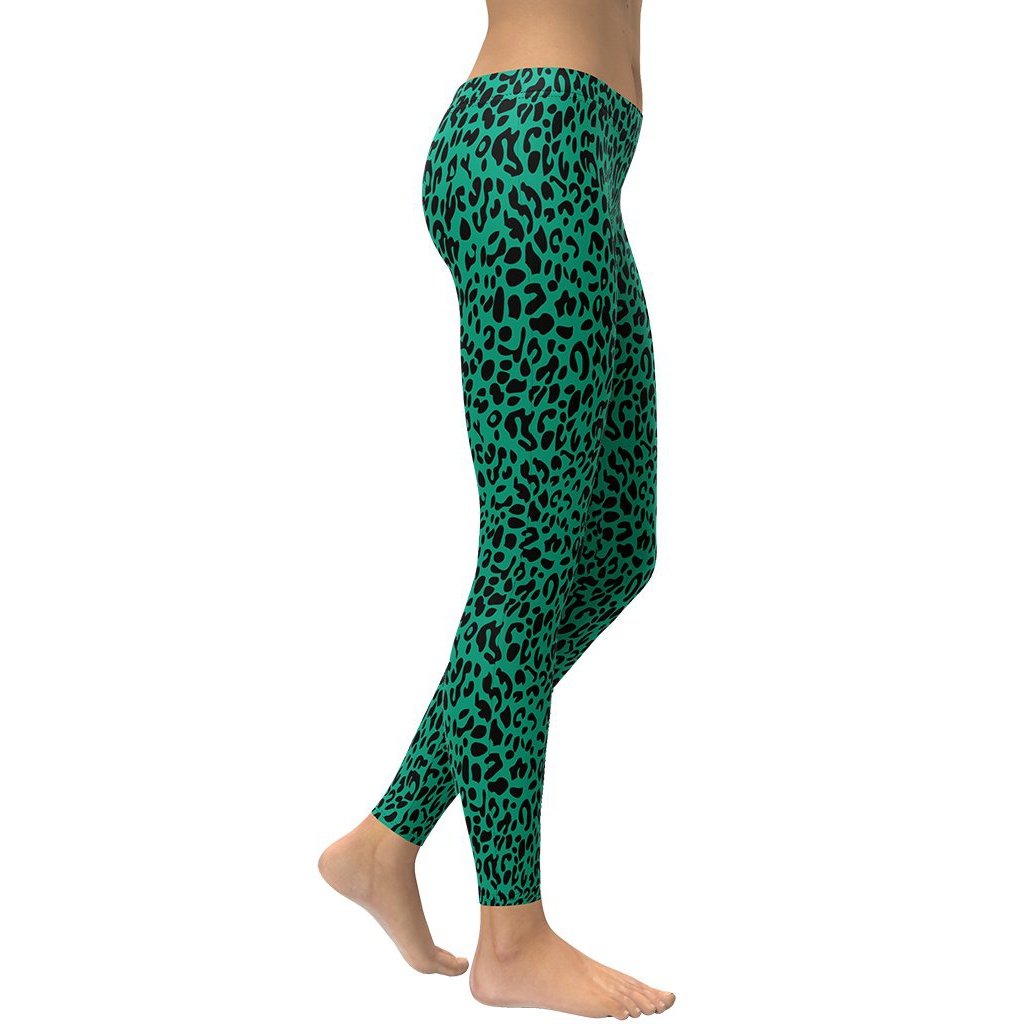 Emerland Green Leopard Leggings