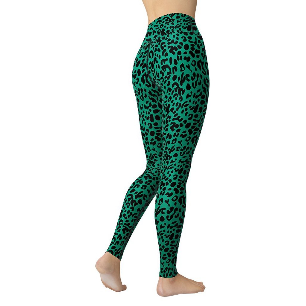 Emerald Green Leopard Yoga Leggings
