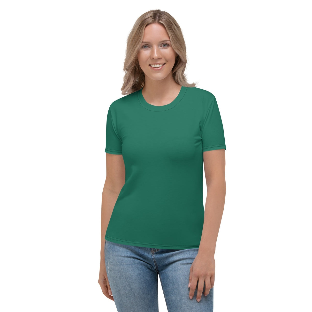 Emerald Green Hunter Green T Shirt Womens Crew-Neck T-Shirt With