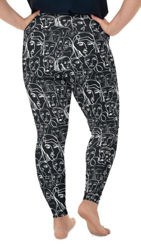 Face Drawings Plus Size Leggings