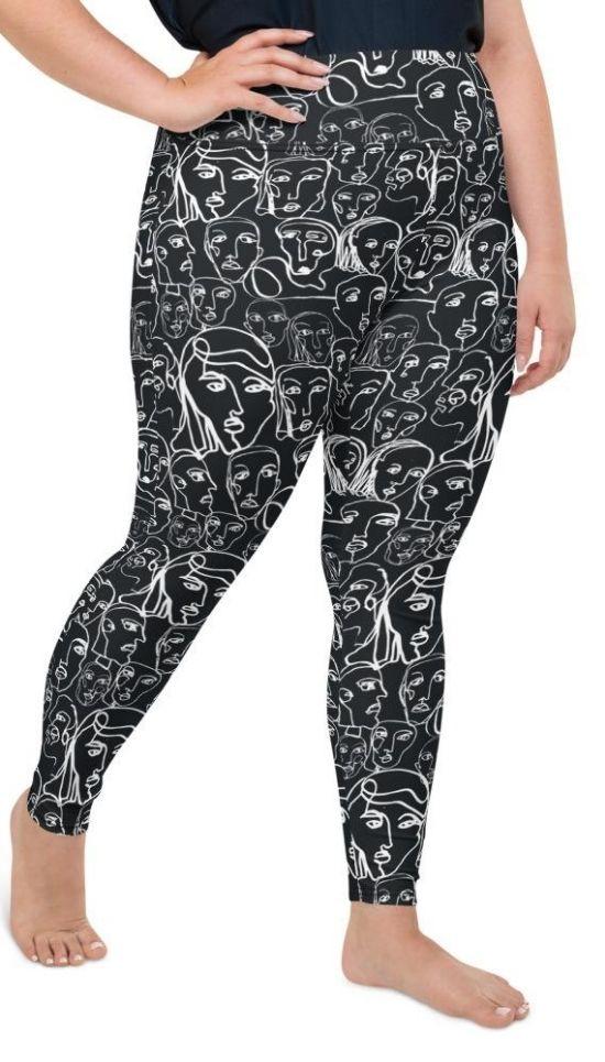 Face Drawings Plus Size Leggings
