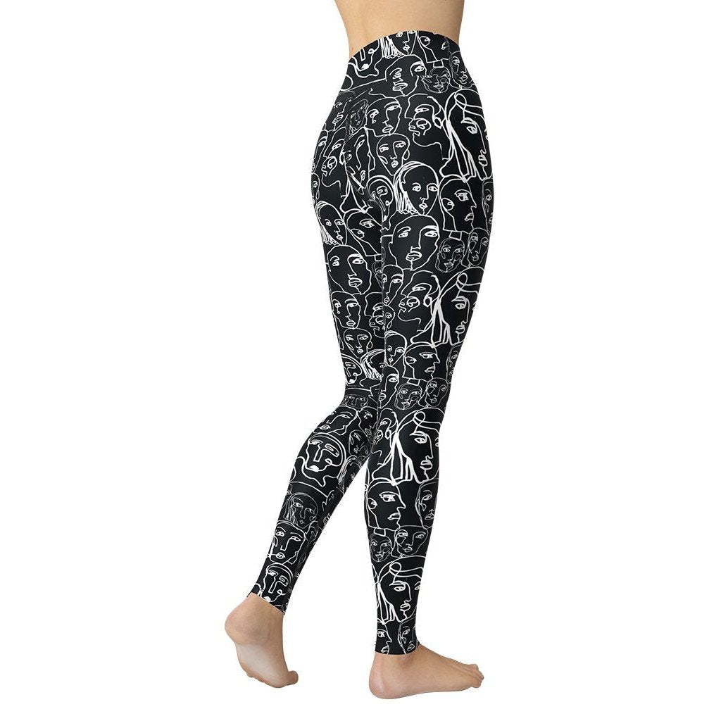 Face Drawings Yoga Leggings