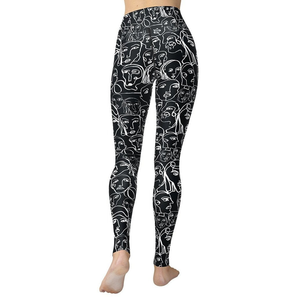 Face Drawings Yoga Leggings