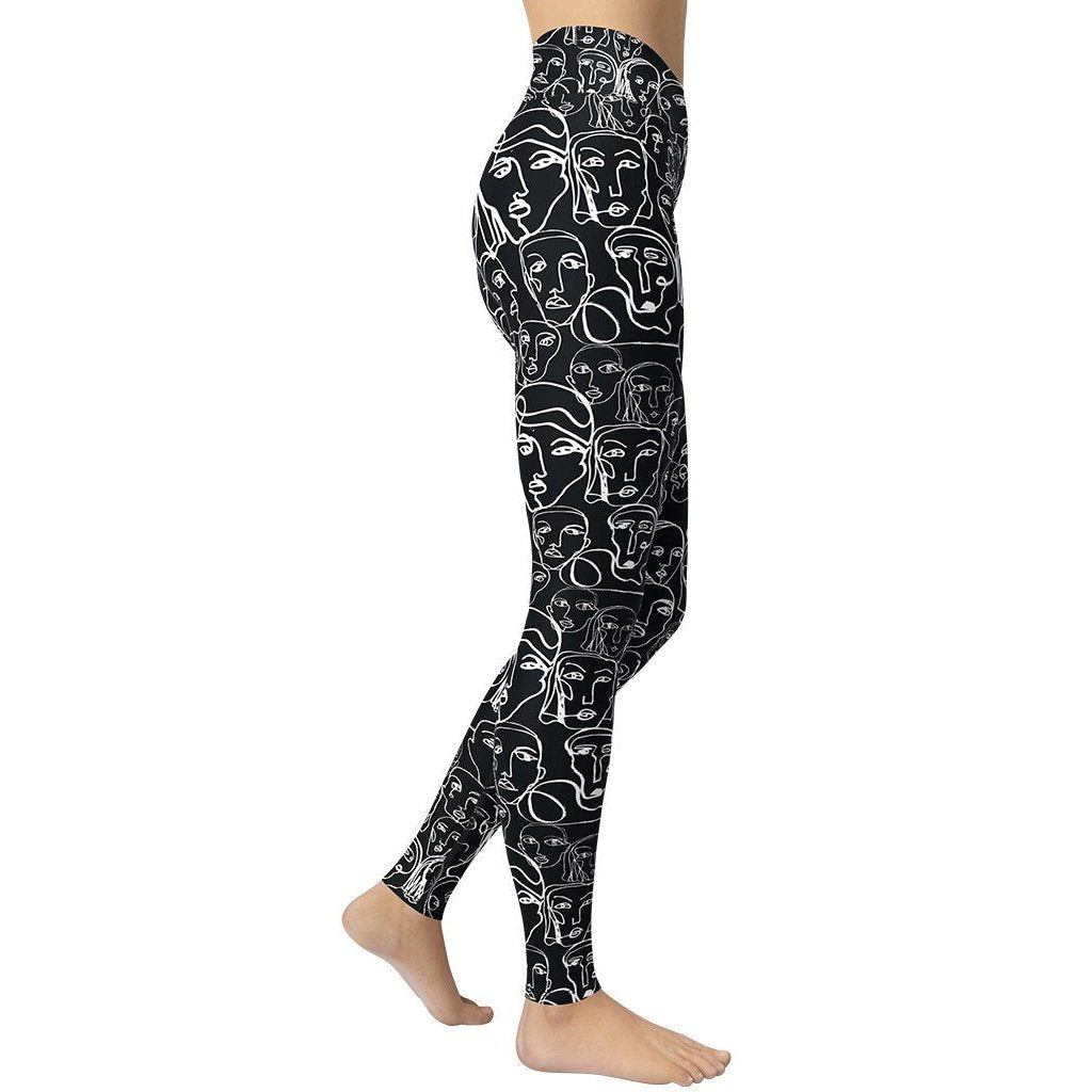 Face Drawings Yoga Leggings