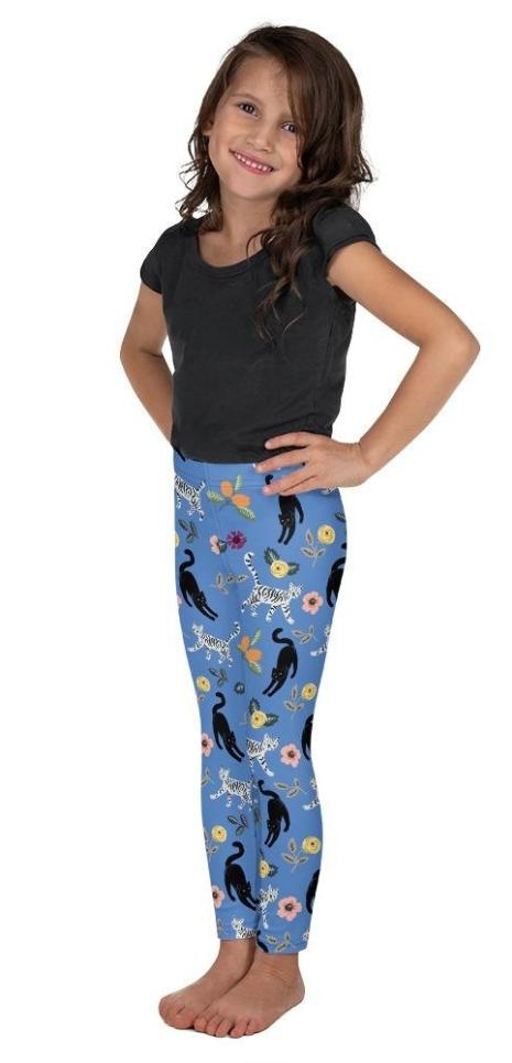 Feline & Flower Pattern Kid's Leggings
