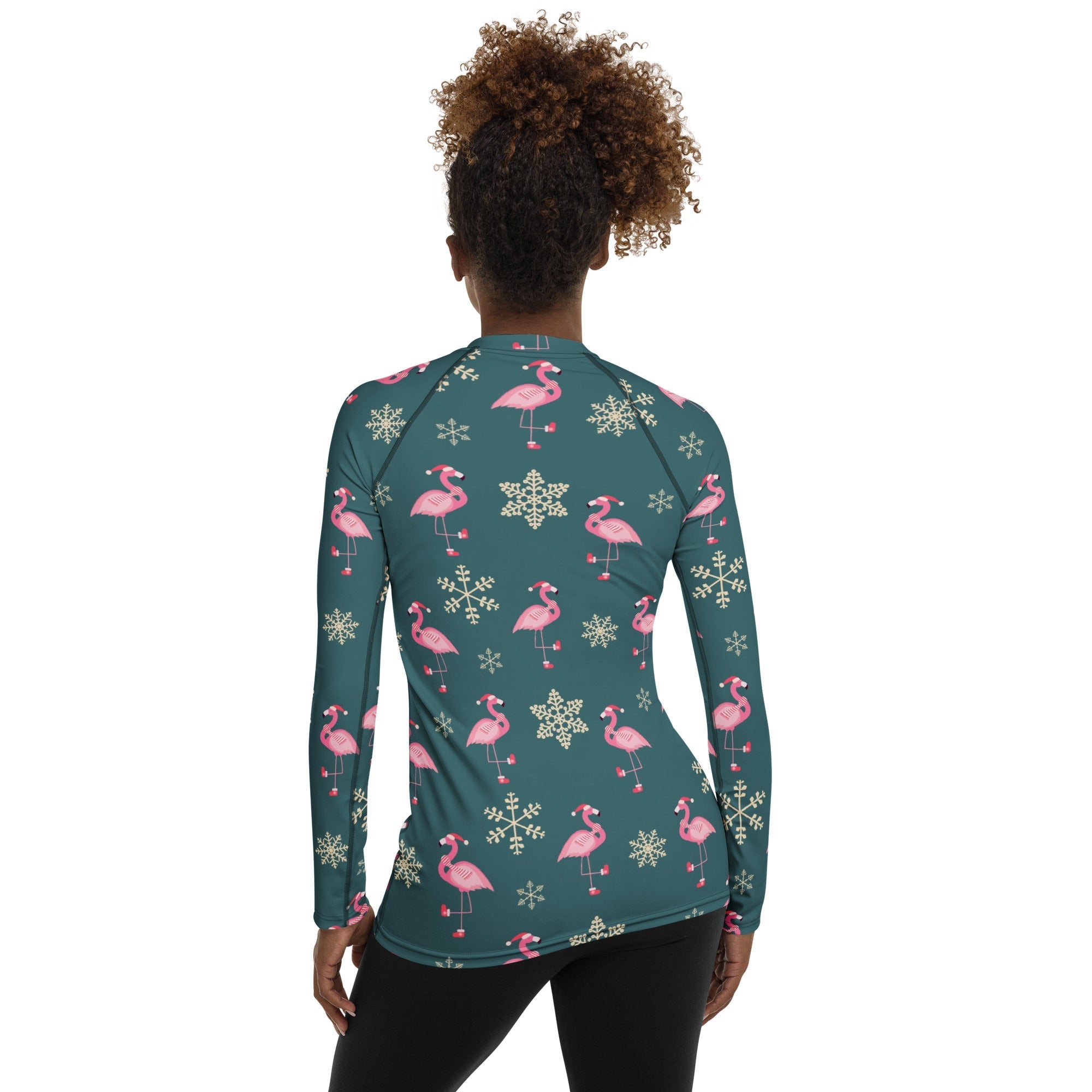 Festive Flamingos Rash Guard