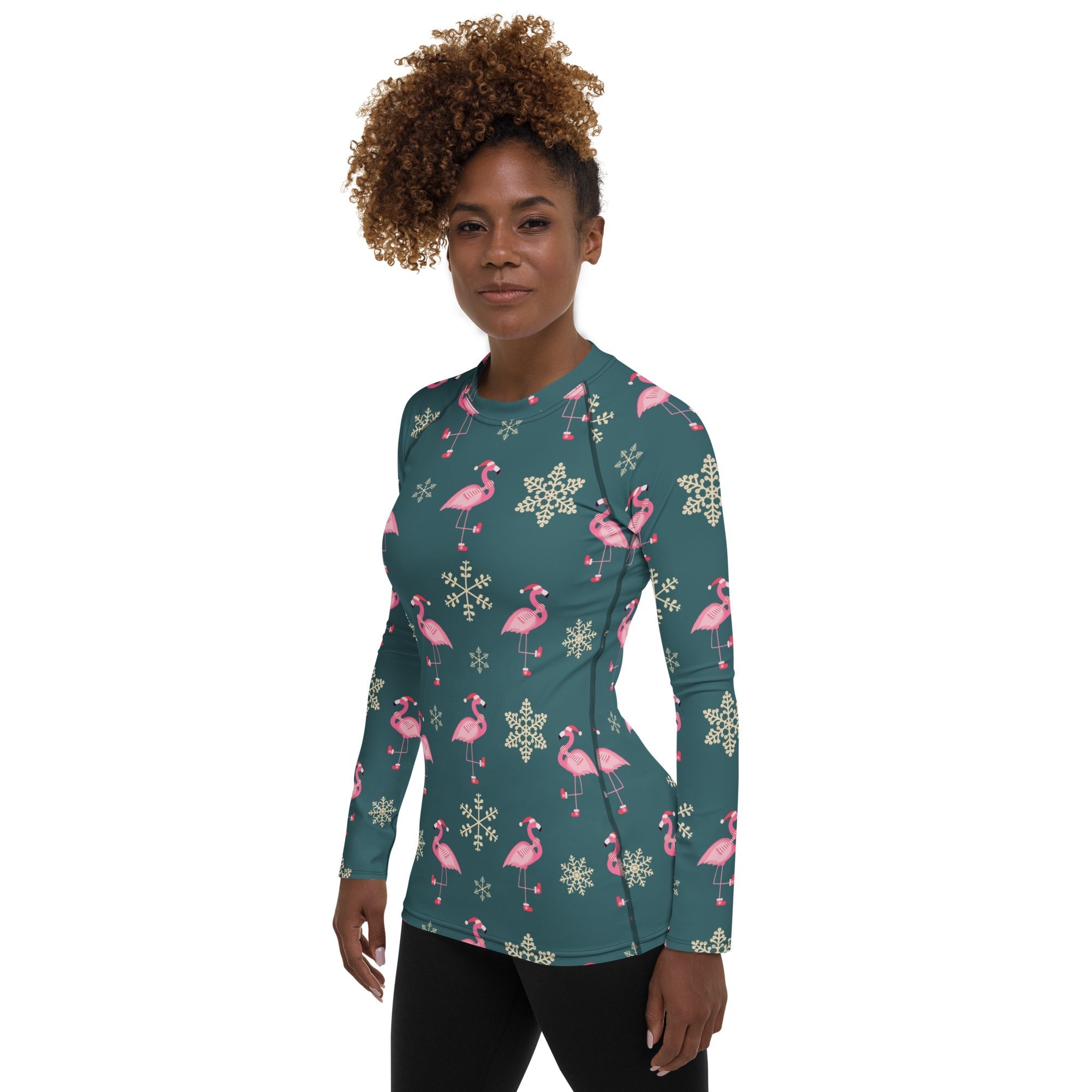 Festive Flamingos Rash Guard