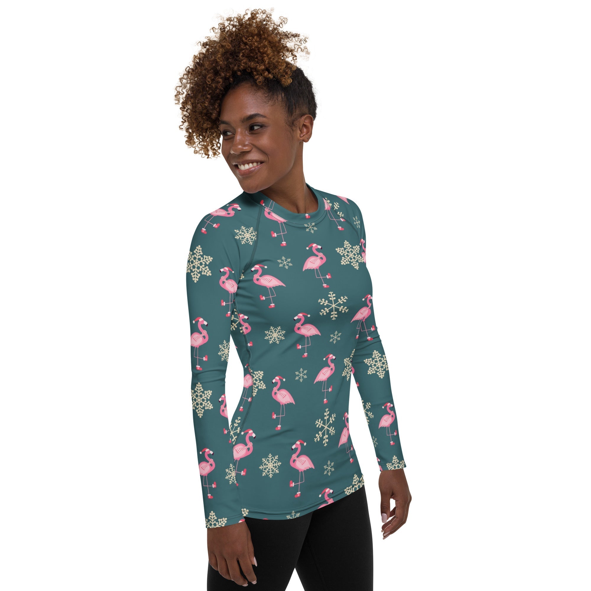 Festive Flamingos Rash Guard
